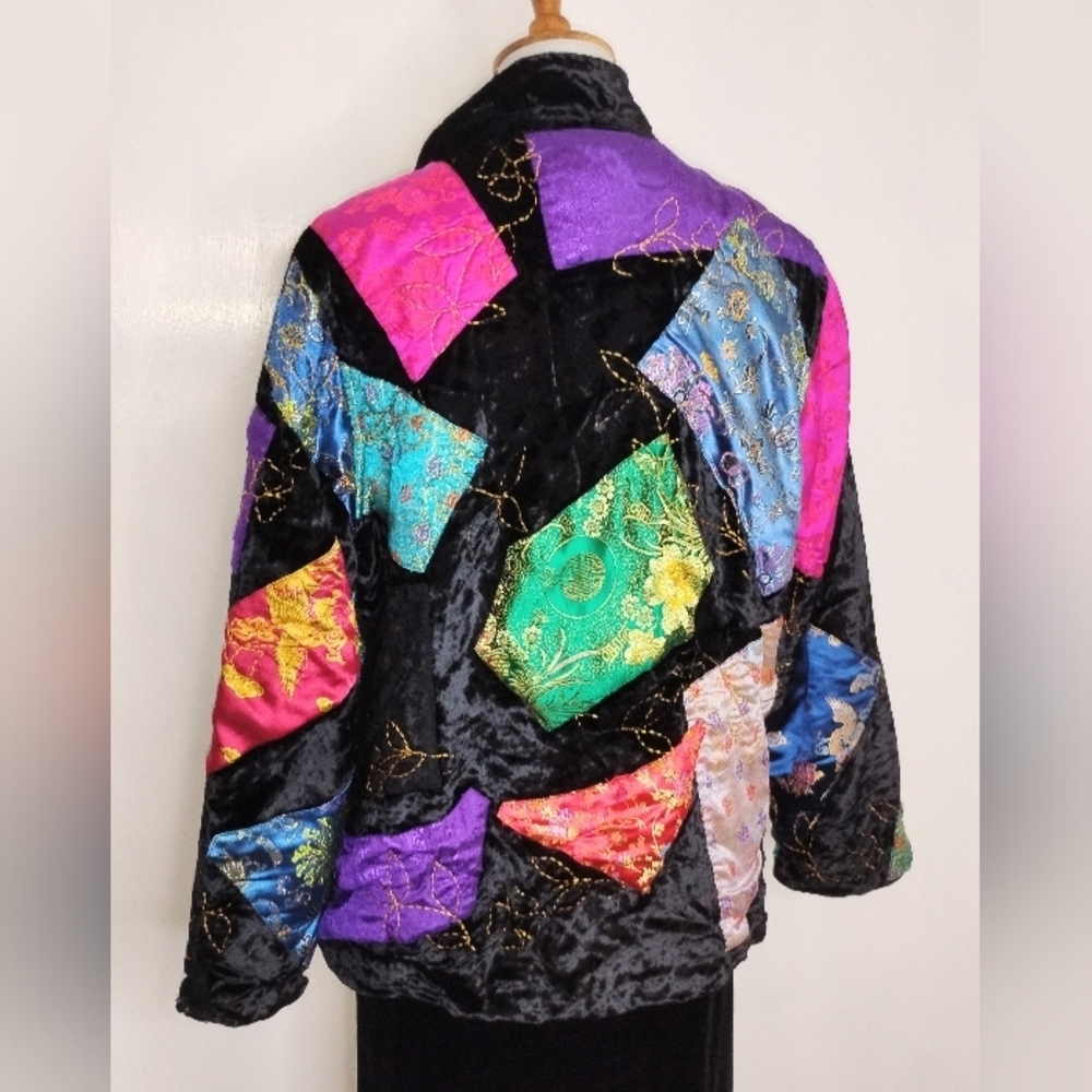 Asian Inspired Patchwork Velvet Jacket - image 3